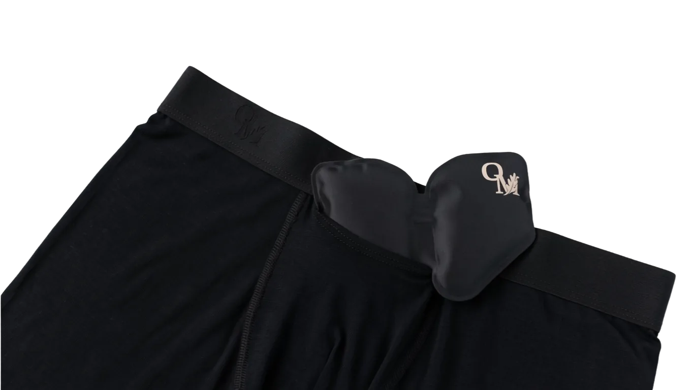 Oakman cryo pack tucked into the boxer brief pocket