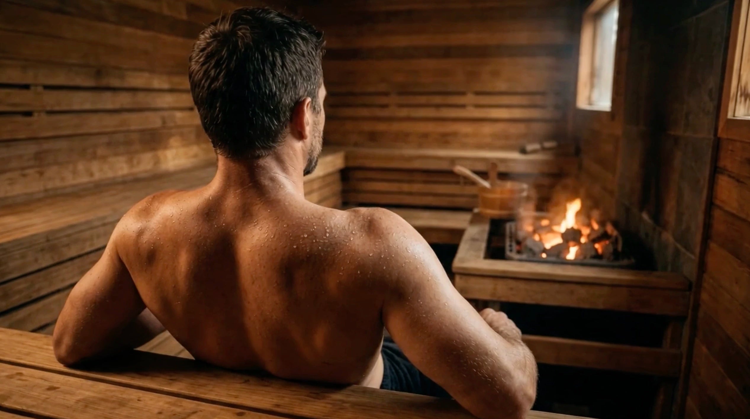 Man sitting in a sauna